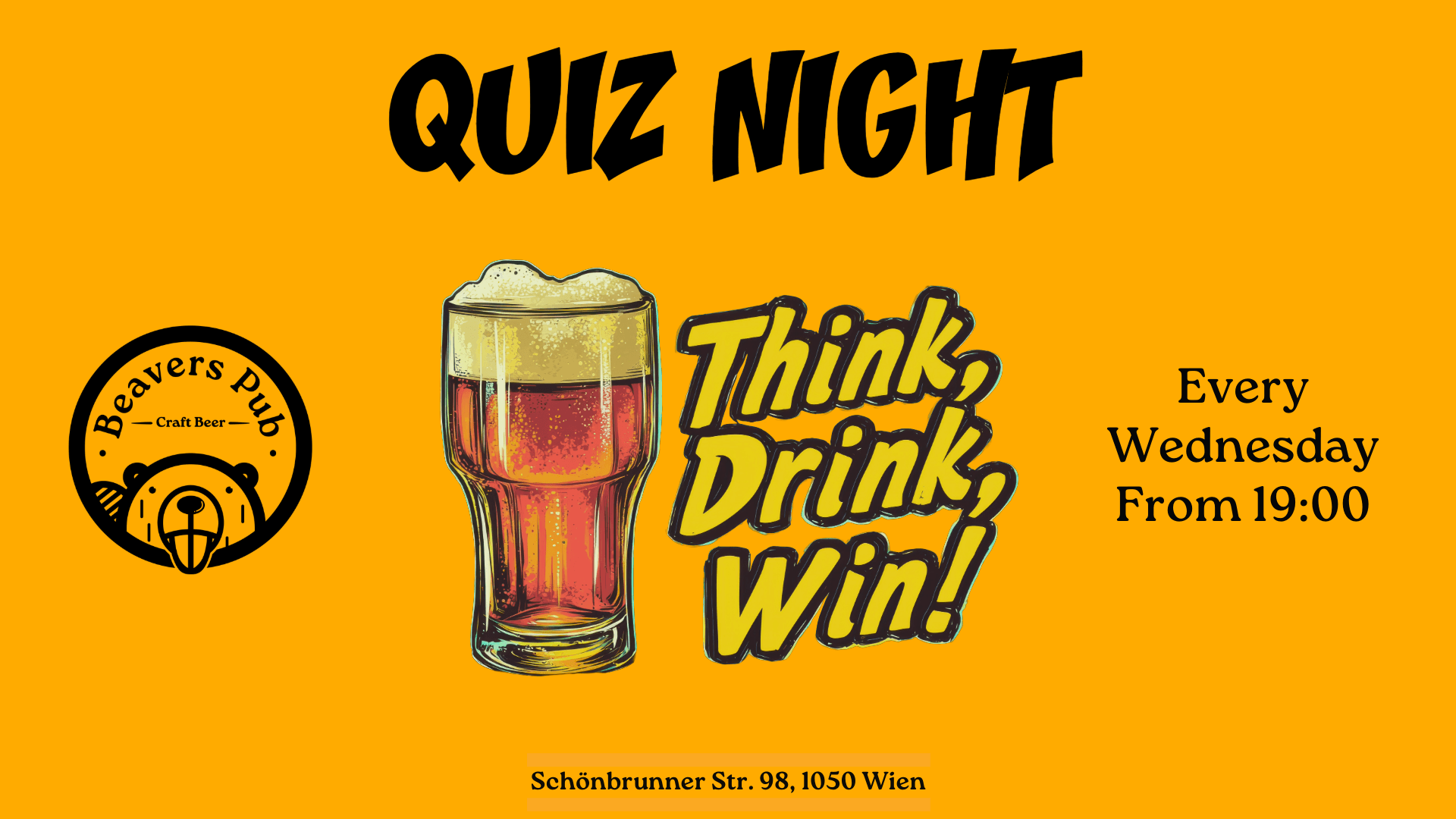 Poster for the weekly pub quiz